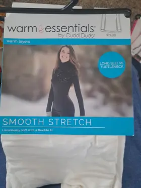 Cuddl Duds 490220712287 Nwd Warm Essentials By Womens Smooth Stretch Turtleneck White Large