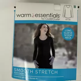 Cuddl Duds 490220719019 Warm Essentials By Smooth Stretch Long Sleeve Scoop Neck Top S Ivory