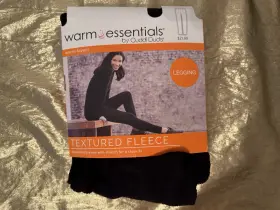 Cuddl Duds 490220720428 Warm Essentials Textured Fleece Leggings Pockets Black Size Xlarge