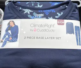 Cuddl Duds 499001506350 2-piece Climateright By Women S Smalbase Layer Top Legging Set Blue