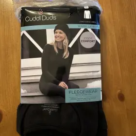 Cuddl Duds 499997061208 Fleecewear Long Sleeve Crew Medium With Stretch Warm Layers Black