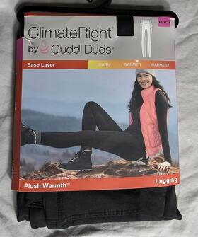 Cuddl Duds 595727391127 Climate Right Cuddlduds Womens Plush Warmth Leggings Size Xs Black Base Layer