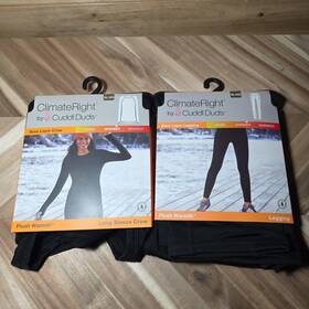 Cuddl Duds 595772941233 Climate Right Xl Plush Warmth Shirt And Pants Set Thumbholes Layering