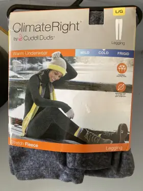 Cuddl Duds 716272709113 New Climate Right By Legging Size Large Gray Stretch Fleece