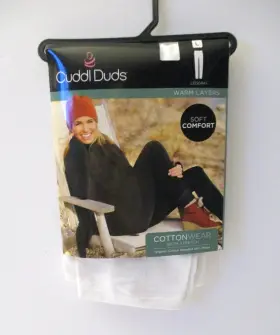 Cuddl Duds 769137565164 Womens Cottonwear With Stretch Leggings Size L 14-16 White