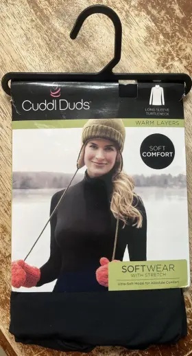 Cuddl Duds 769137585643 Womens Softwear Stretch Long Sleeve Turtleneck Black Large Nwt