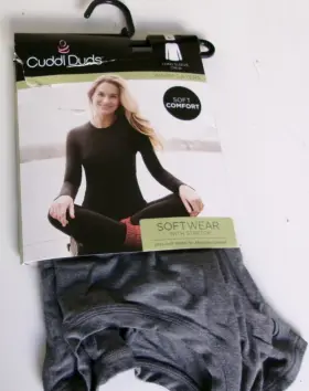 Cuddl Duds 769137587807 Long Sleeve Crew Top Heather Charcoal Size Large