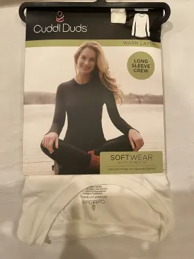 Cuddl Duds 769137589399 Women S Softwear Stretch Long Sleeve Crew Top Size Medium 10-12 Ivory