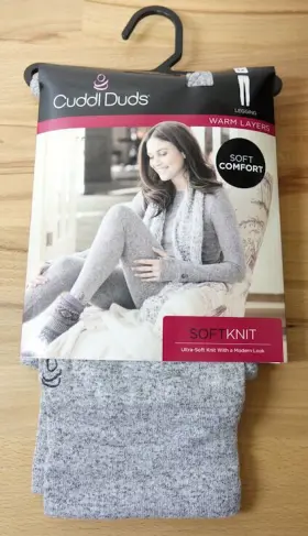 Cuddl Duds 769137613865 Soft Knit Leggings Womens 1x Grey Heather Warm Layers Comfy New