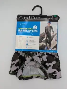 Cuddl Duds 769137654165 Boys Performance Baselayers Comfort Stretch Long Sleeve Crew And Pant