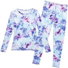 Cuddl Duds 769137703153 Xl Girls Long Sleeve Comfortech Stretch-poly Base Layer 2 Pc Set Pu