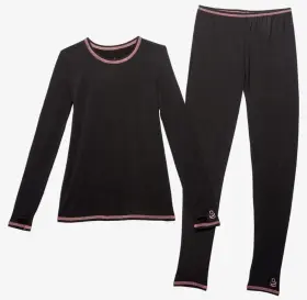 Cuddl Duds 769137703238 Girls Warm Layers Long Sleeve Crew Leggings 2 Piece M Black New