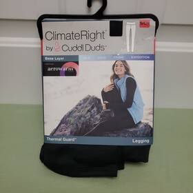 Cuddl Duds 769137727920 Nwt Climate Right By Base Layer Thermal Guard Black Leggings Small