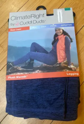 Cuddl Duds 769137732207 Climate Right By Base Layer Plush Warmth Frigid Legging Xl Blue New