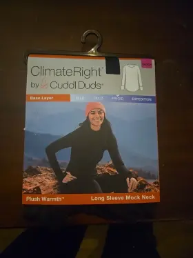 Cuddl Duds 769137732498 Climate Right Base Layer Plush Warmth Long Sleeve Mock Neck Size Xs New
