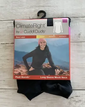 Cuddl Duds 769137732504 Climate Right By Black Long Sleeve Mock Neck Shirt Mitten Cuff Xs 2-4