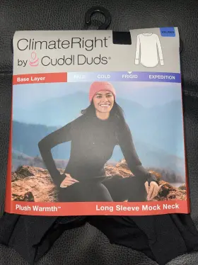 Cuddl Duds 769137732566 Climate Right By Cuddle Base Layer 2xl Plush Warmth Long Sleeve Mock Neck