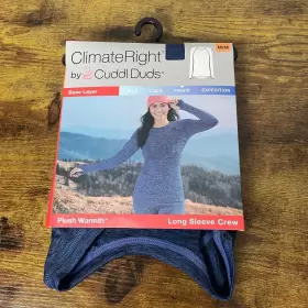 Cuddl Duds 769137733778 Climate Right Long Sleeve Base Layer Top Womens Size Medium Blue New