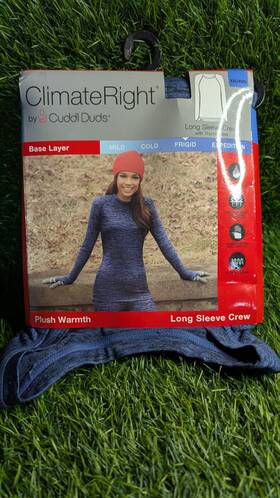 Cuddl Duds 769137733822 New Climate Right Plush Warmth Long Sleeve Crew Top Blue Xxl