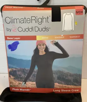 Cuddl Duds 769137734003 Climateright Womens Thermal Plush Warmth Top Black Size S/ch