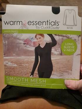 Cuddl Duds 769137769999 Warm Essentials By Smooth Mesh Small V Neck Long Sleeve Shirt