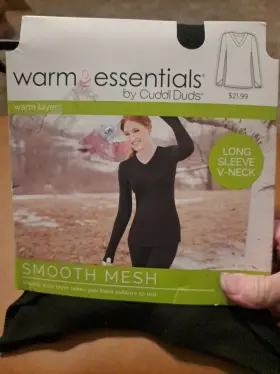 Cuddl Duds 769137769999 Warm Essentials By Smooth Mesh Small V Neck Long Sleeve Shirt