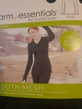 Cuddl Duds 769137770001 Warm Essentials By Black Smooth Long Sleeve Tshirt