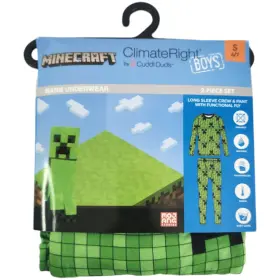 Cuddl Duds 769137910537 Minecraft Creeper Thermal Baselayer Set Boys Size Large 10-12 Climateright 2 Pc