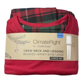 Cuddl Duds 769137955354 Climateright 2pc Set Base Layer Crew Neck Legging Red Plaid Size Xxl
