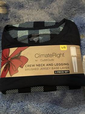 Cuddl Duds 769137955521 Climateright By Base Layer 2-piece Top And Legging Set Lg