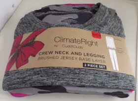 Cuddl Duds 769137955705 Climate Right Set - Top And Bottom Brushed Jersey Size S Cozy Layering