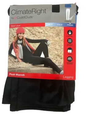 Cuddl Duds 769373377156 Climate Right By Womens Xxl Plush Warmth Leggings Black Base Layer