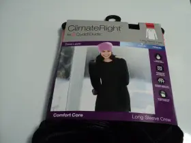 Cuddl Duds 769373378740 Climate Right Women Black Base Layer Long Sleeve Crew With Thumbholes S