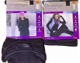 Cuddl Duds 769373378757 Cuddlduds Long Sleeve Crew Base Layer Comfort Core Top And Bottom Set Black Medium