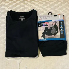 Cuddl Duds 769373385151 Cuddlduds Long Sleeve Crew And Leggings Aerowarm Base Layer Thermal Guard Med Blk