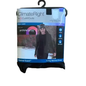 Cuddl Duds 769373385281 Climate Right Women S Thermal Guard Long Sleeve Crew Black Xxl New