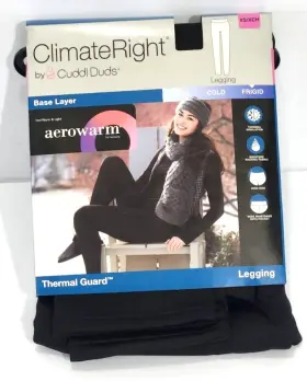 Cuddl Duds 769373747447 Climate Right Womens Leggings Black Thermal Guard Base Layer Xs