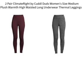 Cuddl Duds 809709579769 2 Climateright By Women Plush Warmth High Waisted Long Underwear Sz M