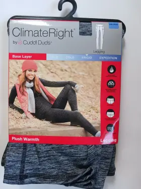 Cuddl Duds 809709580222 New Climate Right By Base Layer Plush Warmth Leggings Black/gray Xxl