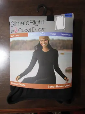Cuddl Duds 809709621161 Climateright By Womens Stretch Fleece Long Sleeve Crew Black Top Xxl