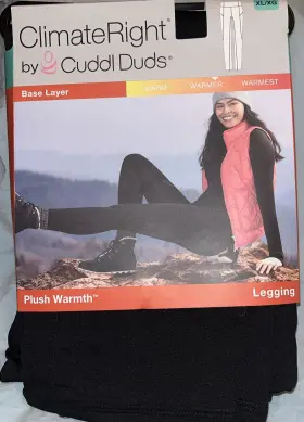 Cuddl Duds 809709621482 Climate Right By Fleece Legging Base Layer Black Xl