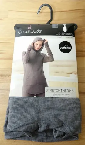 Cuddl Duds 809709705465 Stretch Thermal Hoodie Tunic With Thumbholes Womens 1x Med Grey New