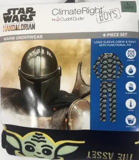 Cuddl Duds 809709728402 Climate Right The Mandalorian Boys Warm Underwear Set L 10/12 Nwt