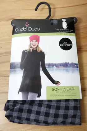 Cuddl Duds 809709784163 Softwear With Stretch Womens 1x Cowl Tunic Thumbholes Blk Check New