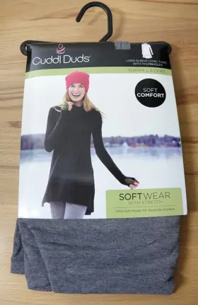 Cuddl Duds 809709784194 Softwear With Stretch Womens 2x Cowl Tunic Thumbholes Heather Grey