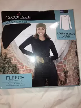 Cuddl Duds 809709805844 Warmlayer Long Sleeve Crew Top Shirt Xxlarge Black Fleece With Stretch