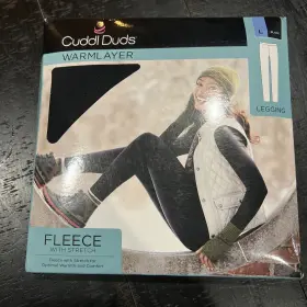 Cuddl Duds 809709805974 Womens Fleece Stretch Leggings Warm Layer-black Size Large