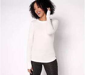 Cuddl Duds A667642 Base Layers Stretch Thermal Long Sleeve Crew Ivory Medium