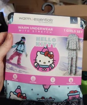 K269513hk Cuddl Duds Aqua/k269513hk Warm Essentials Hello Kitty Girls Therma/pajamas Set Blue Pink L