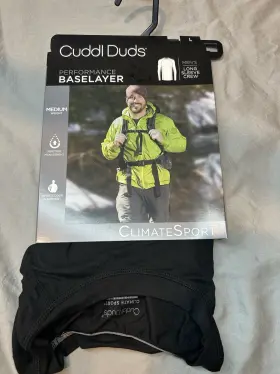Cba427881 Cuddl Duds Climatesport Mens Long Sleeve Base Layer Top Black Size L